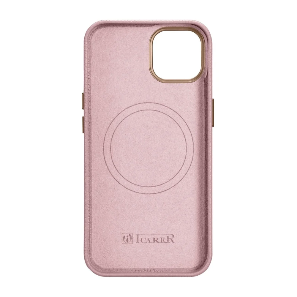 iCarer Litchi Premium Leather Case iPhone 14 Plus Magnetic Leather Case with MagSafe Pink (WMI14220711-PK)eng