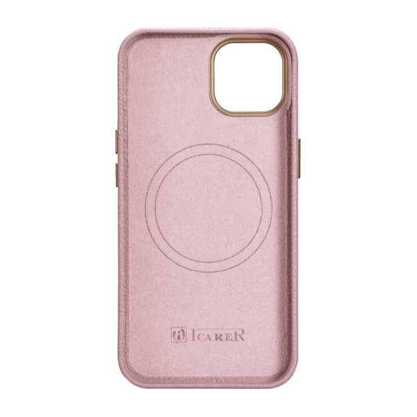 iCarer Litchi Premium Leather Case iPhone 14 Plus Magnetic Leather Case with MagSafe Pink (WMI14220711-PK)eng