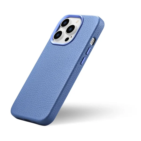 iCarer Litchi Premium Leather Case iPhone 14 Pro Max Magnetic Leather Case with MagSafe Light Blue (WMI14220712-LB)eng