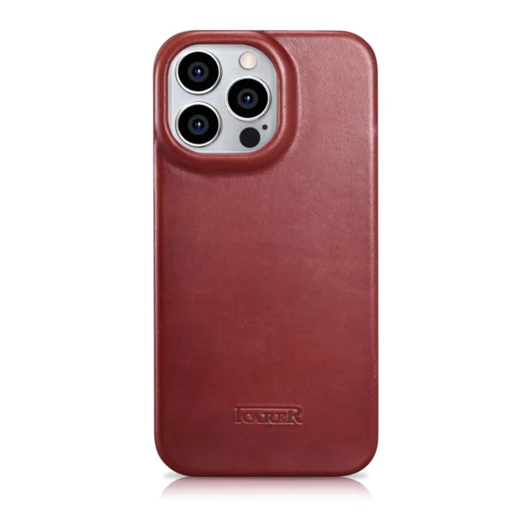 iCarer CE Oil Wax Premium Leather Folio Case Leather Case iPhone 14 Pro Magnetic Flip MagSafe Red (AKI14220706-RD)eng