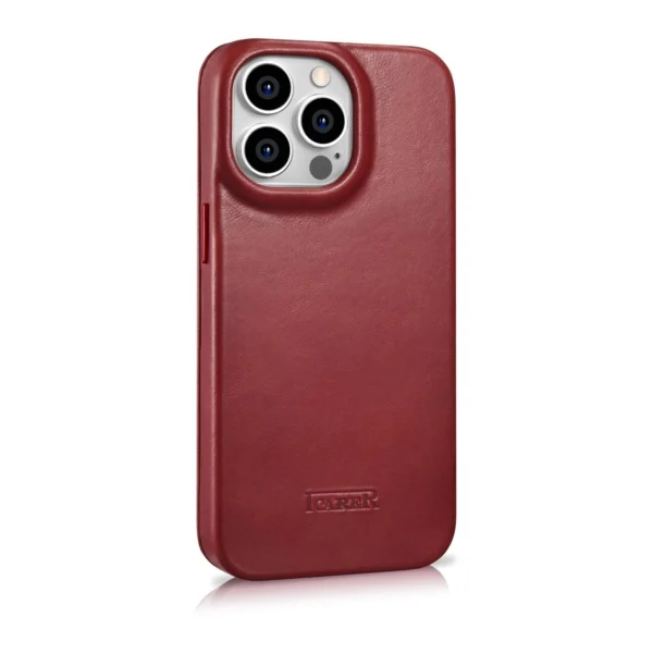 iCarer CE Oil Wax Premium Leather Folio Case Leather Case iPhone 14 Pro Magnetic Flip MagSafe Red (AKI14220706-RD)eng