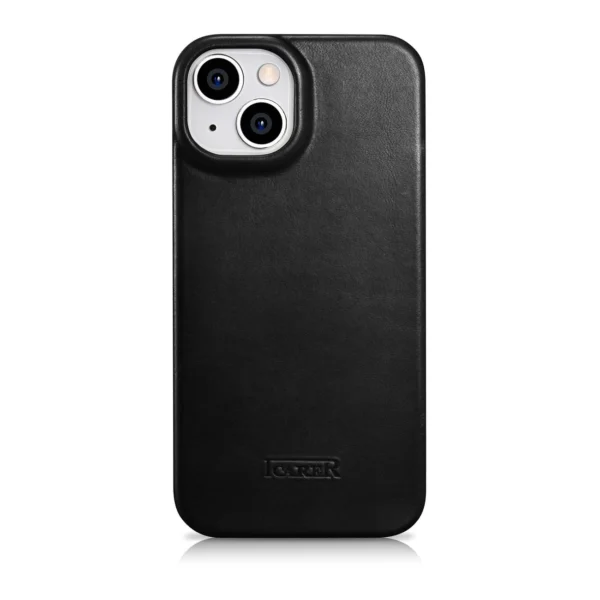 iCarer CE Oil Wax Premium Leather Folio Case Leather Case iPhone 14 Plus Magnetic Flip MagSafe Black (AKI14220707-BK)eng