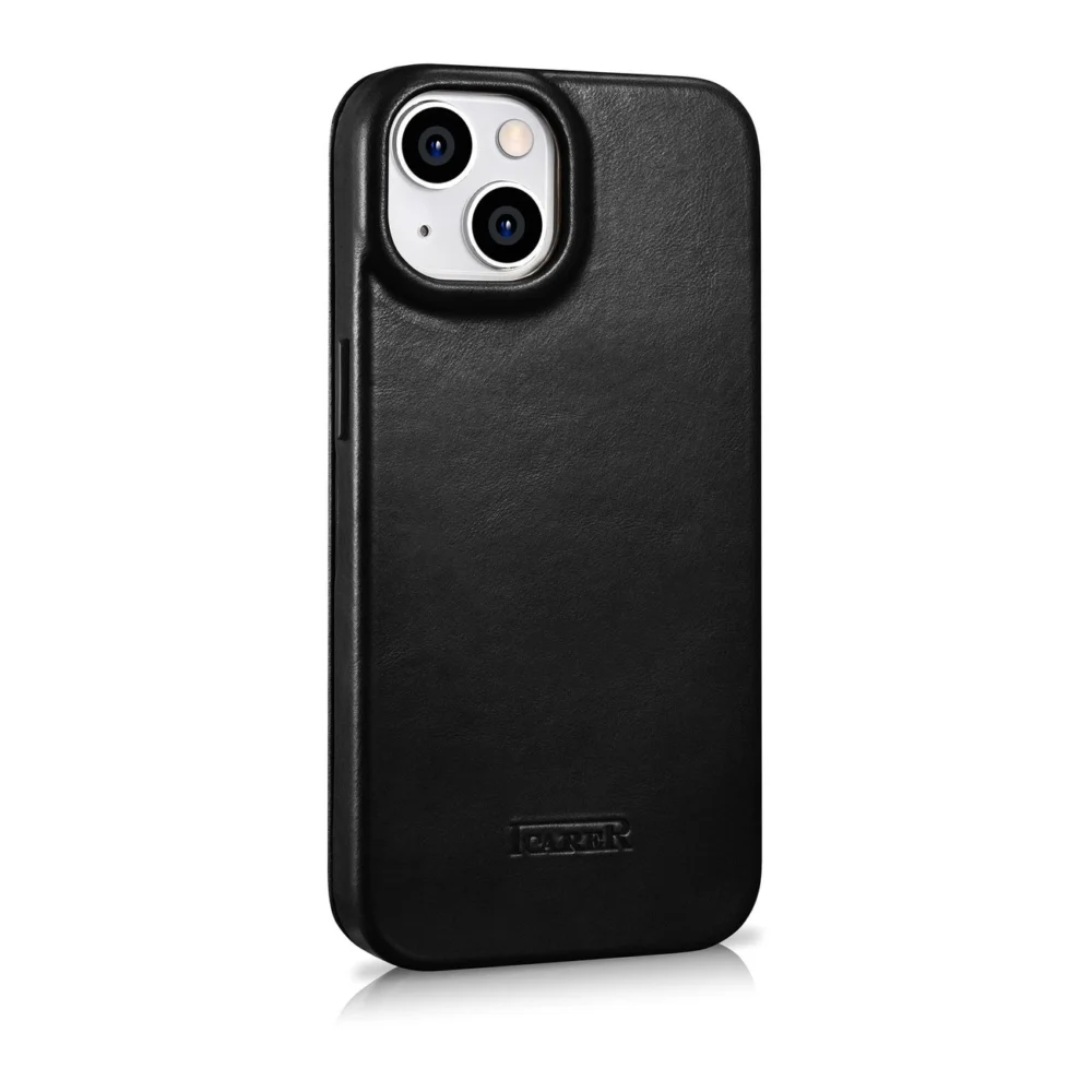iCarer CE Oil Wax Premium Leather Folio Case Leather Case iPhone 14 Plus Magnetic Flip MagSafe Black (AKI14220707-BK)eng