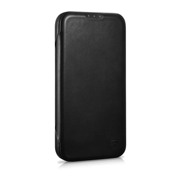 iCarer CE Oil Wax Premium Leather Folio Case Leather Case iPhone 14 Plus Magnetic Flip MagSafe Black (AKI14220707-BK)eng