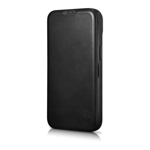 iCarer CE Oil Wax Premium Leather Folio Case Leather Case iPhone 14 Plus Magnetic Flip MagSafe Black (AKI14220707-BK)eng