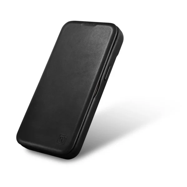iCarer CE Oil Wax Premium Leather Folio Case Leather Case iPhone 14 Plus Magnetic Flip MagSafe Black (AKI14220707-BK)eng