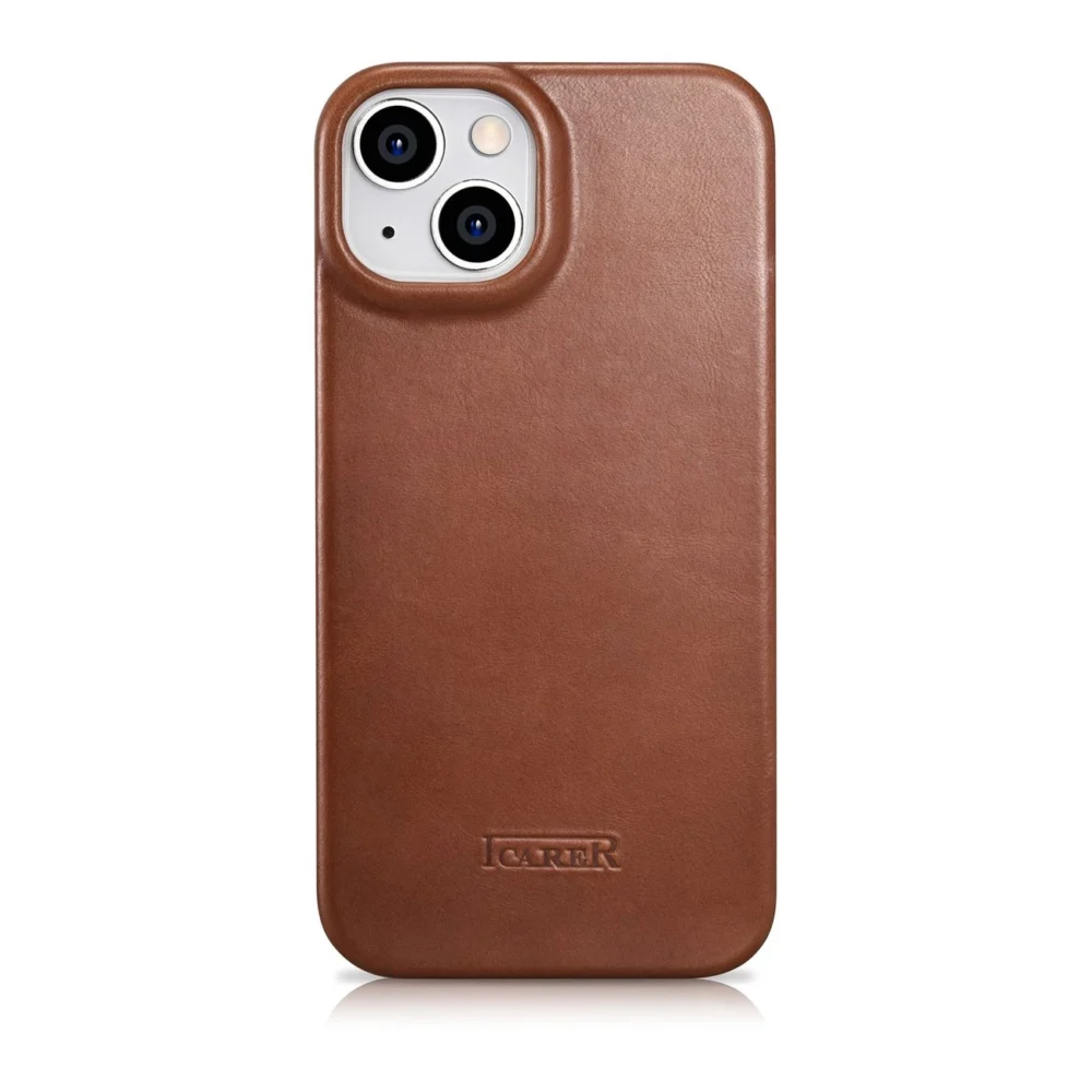 iCarer CE Oil Wax Premium Leather Folio Case iPhone 14 Plus magnetic flip case MagSafe brown (AKI14220707-BN)eng