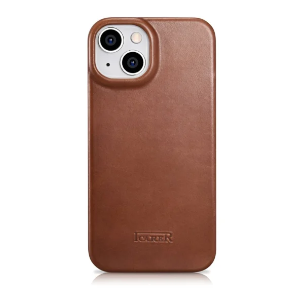 iCarer CE Oil Wax Premium Leather Folio Case iPhone 14 Plus magnetic flip case MagSafe brown (AKI14220707-BN)eng