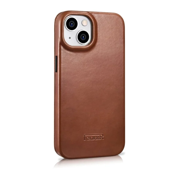 iCarer CE Oil Wax Premium Leather Folio Case iPhone 14 Plus magnetic flip case MagSafe brown (AKI14220707-BN)eng