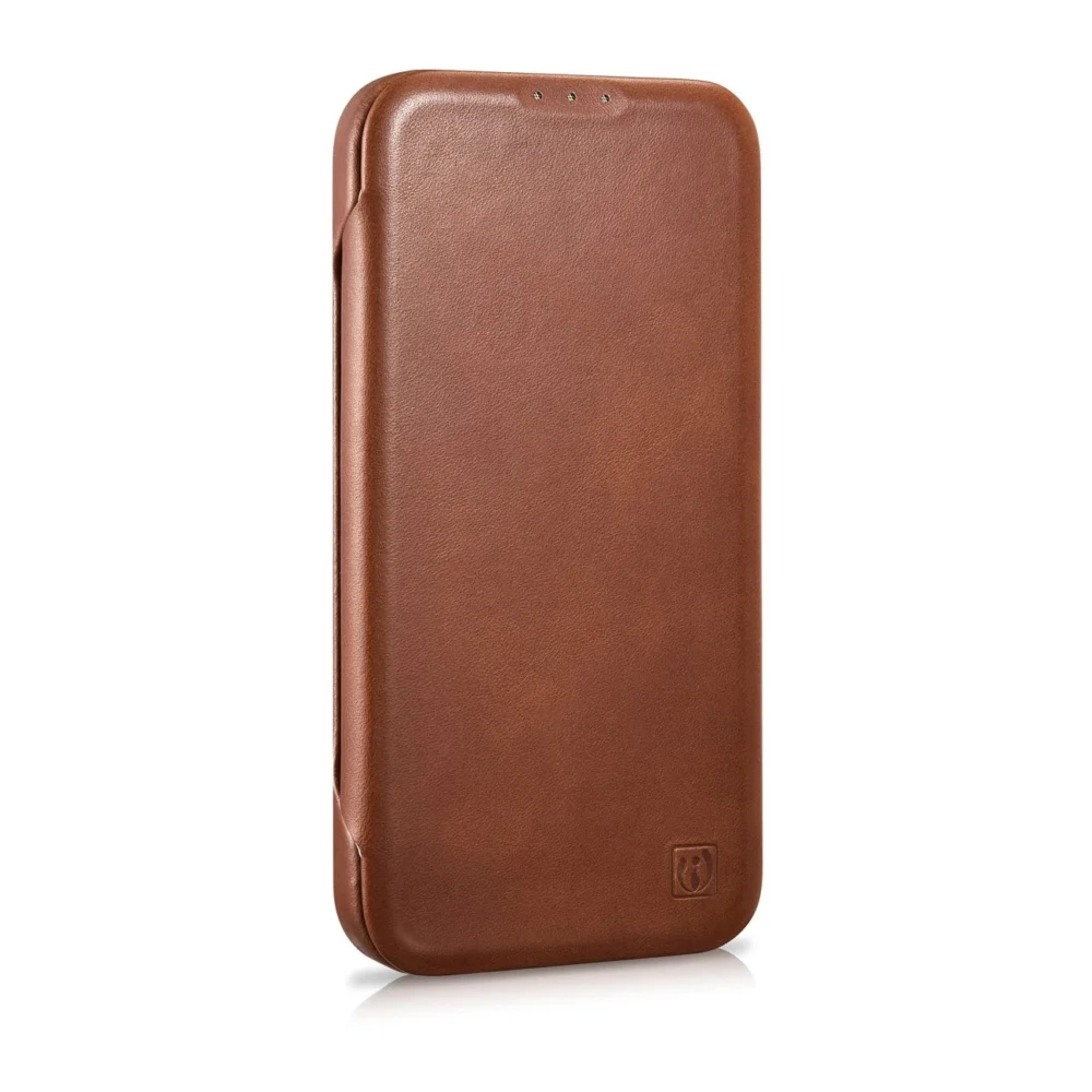 iCarer CE Oil Wax Premium Leather Folio Case iPhone 14 Plus magnetic flip case MagSafe brown (AKI14220707-BN)eng