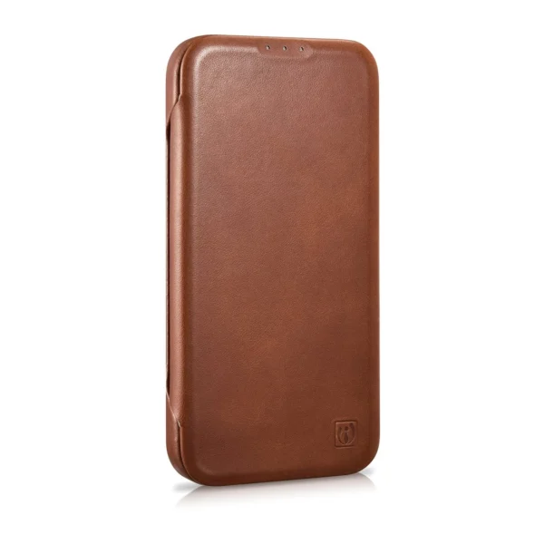 iCarer CE Oil Wax Premium Leather Folio Case iPhone 14 Plus magnetic flip case MagSafe brown (AKI14220707-BN)eng