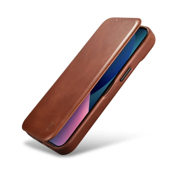 iCarer CE Oil Wax Premium Leather Folio Case iPhone 14 Plus magnetic flip case MagSafe brown (AKI14220707-BN)eng