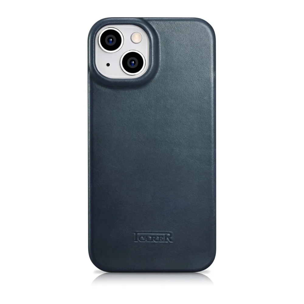 iCarer CE Oil Wax Premium Leather Folio Case iPhone 14 Plus magnetic flip case MagSafe blue (AKI14220707-BU)eng