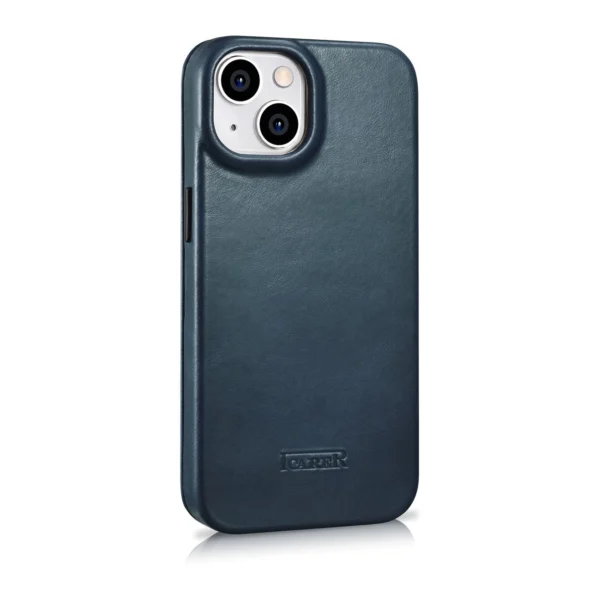 iCarer CE Oil Wax Premium Leather Folio Case iPhone 14 Plus magnetic flip case MagSafe blue (AKI14220707-BU)eng