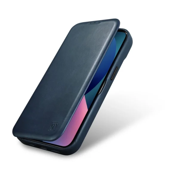 iCarer CE Oil Wax Premium Leather Folio Case iPhone 14 Plus magnetic flip case MagSafe blue (AKI14220707-BU)eng