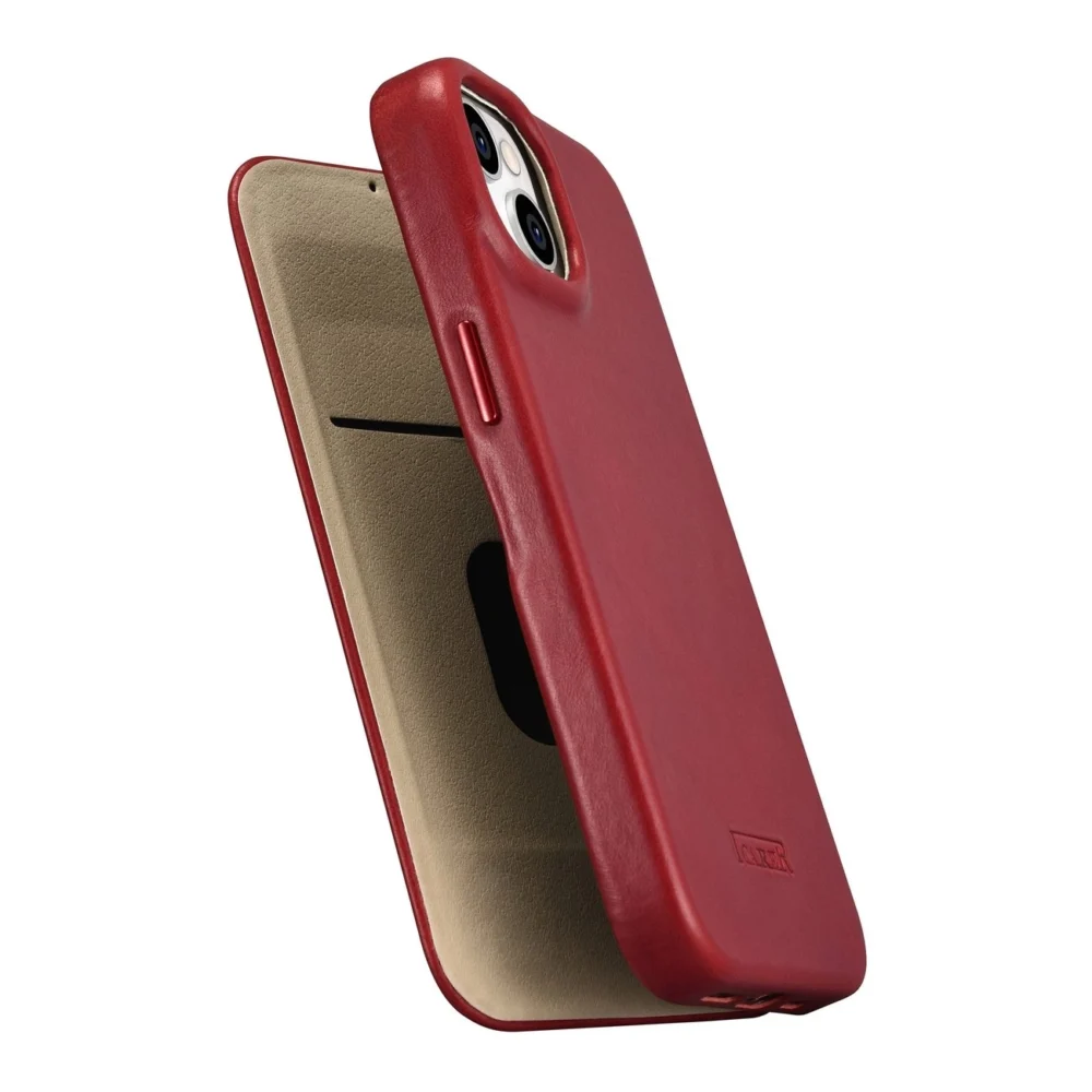 iCarer CE Oil Wax Premium Leather Folio Case iPhone 14 Plus Magnetic Flip Leather Folio Case MagSafe Red (AKI14220707-RD)eng