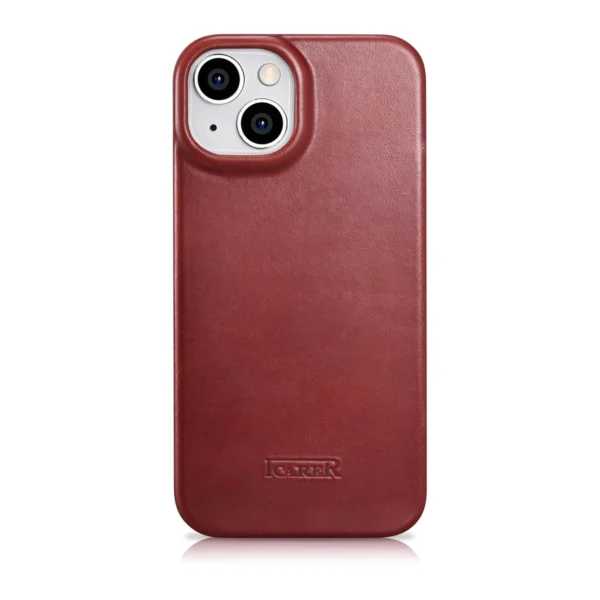 iCarer CE Oil Wax Premium Leather Folio Case iPhone 14 Plus Magnetic Flip Leather Folio Case MagSafe Red (AKI14220707-RD)eng