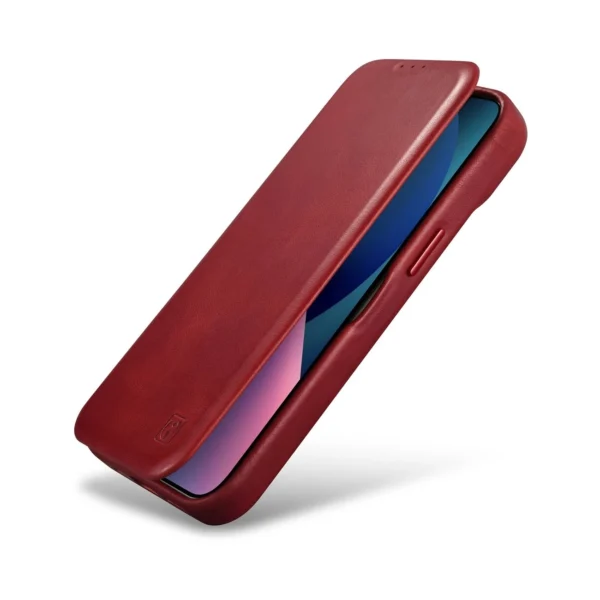 iCarer CE Oil Wax Premium Leather Folio Case iPhone 14 Plus Magnetic Flip Leather Folio Case MagSafe Red (AKI14220707-RD)eng