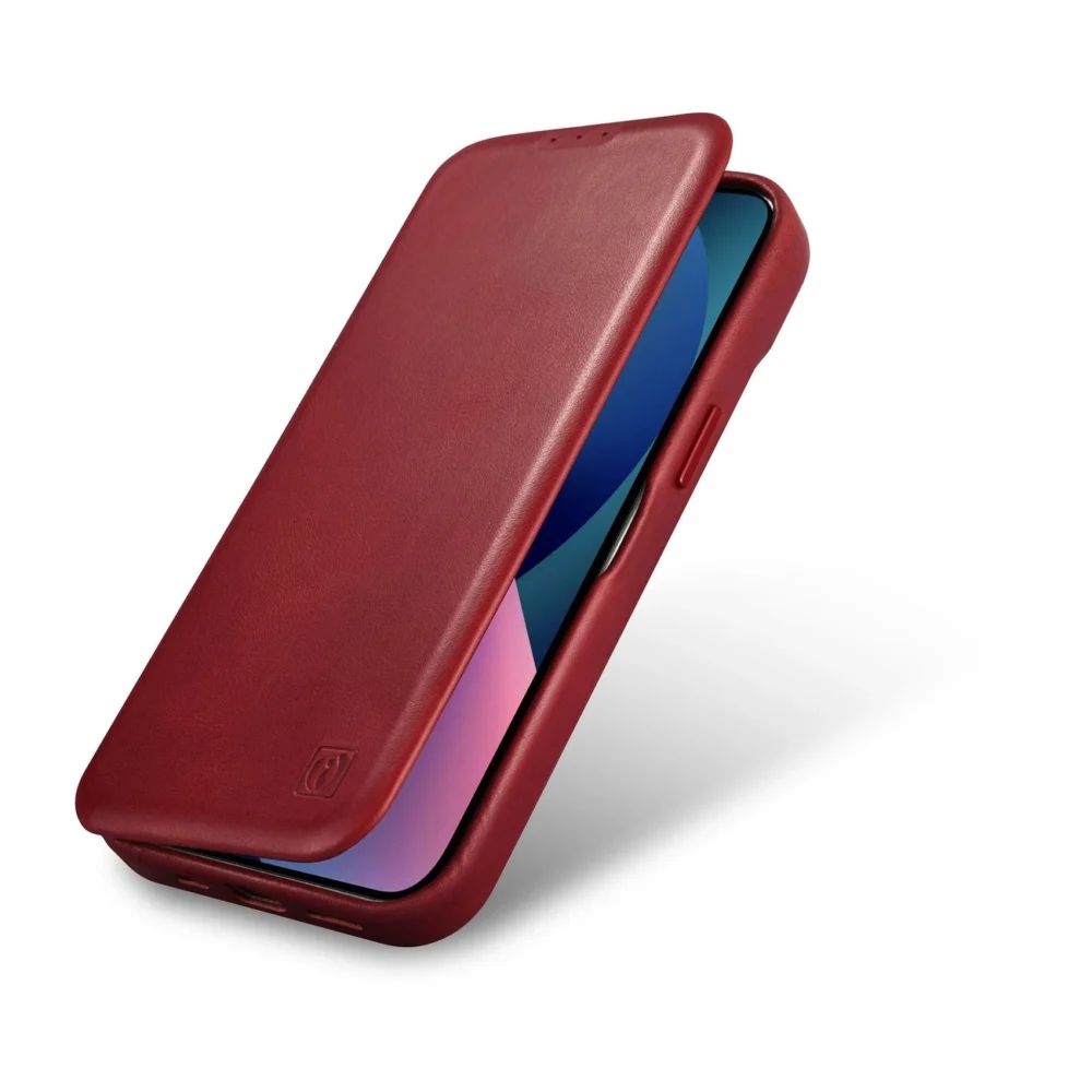 iCarer CE Oil Wax Premium Leather Folio Case iPhone 14 Plus Magnetic Flip Leather Folio Case MagSafe Red (AKI14220707-RD)eng