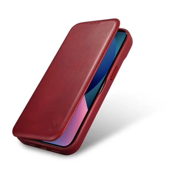 iCarer CE Oil Wax Premium Leather Folio Case iPhone 14 Plus Magnetic Flip Leather Folio Case MagSafe Red (AKI14220707-RD)eng
