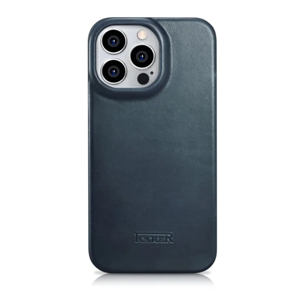 iCarer CE Oil Wax Premium Leather Folio Case Leather Case iPhone 14 Pro Max Magnetic Flip MagSafe Blue (AKI14220708-BU)eng