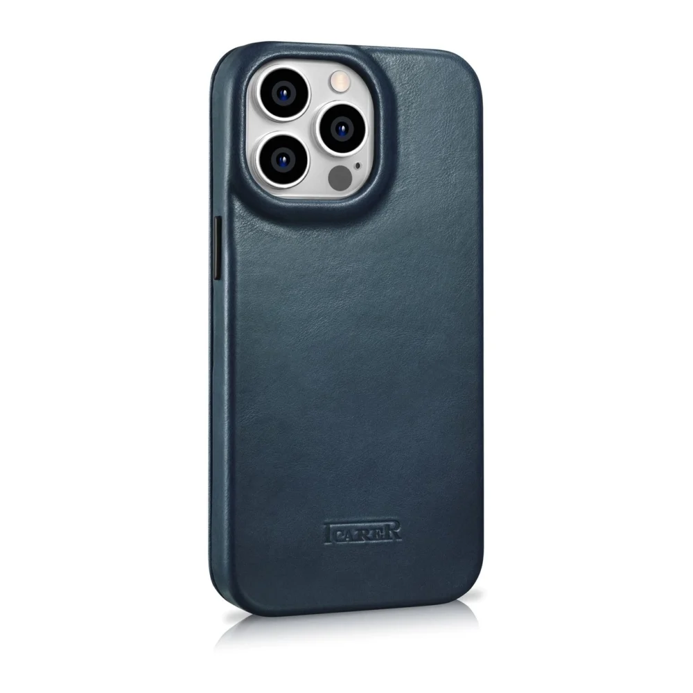 iCarer CE Oil Wax Premium Leather Folio Case Leather Case iPhone 14 Pro Max Magnetic Flip MagSafe Blue (AKI14220708-BU)eng