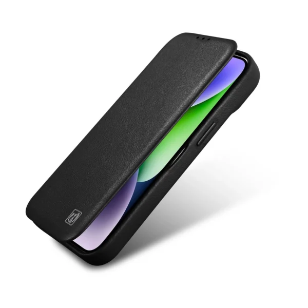 iCarer CE Premium Leather Folio Case iPhone 14 Pro Magnetic Flip Leather Folio Case MagSafe black (WMI14220714-BK)eng