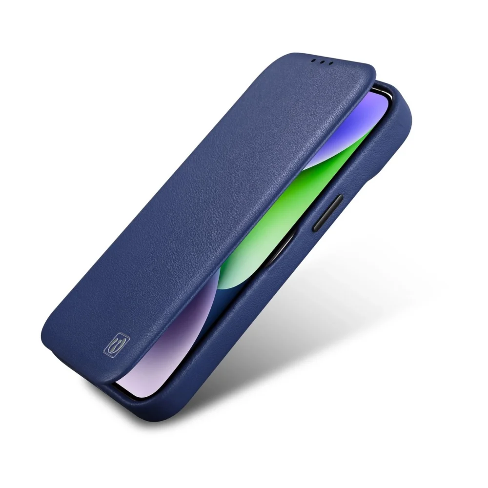 iCarer CE Premium Leather Folio Case iPhone 14 Pro Magnetic Flip Leather Folio Case MagSafe Blue (WMI14220714-BU)eng
