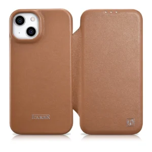 iCarer CE Premium Leather Folio Case iPhone 14 Plus Magnetic Flip Leather Folio Case MagSafe Brown (WMI14220715-BN)eng