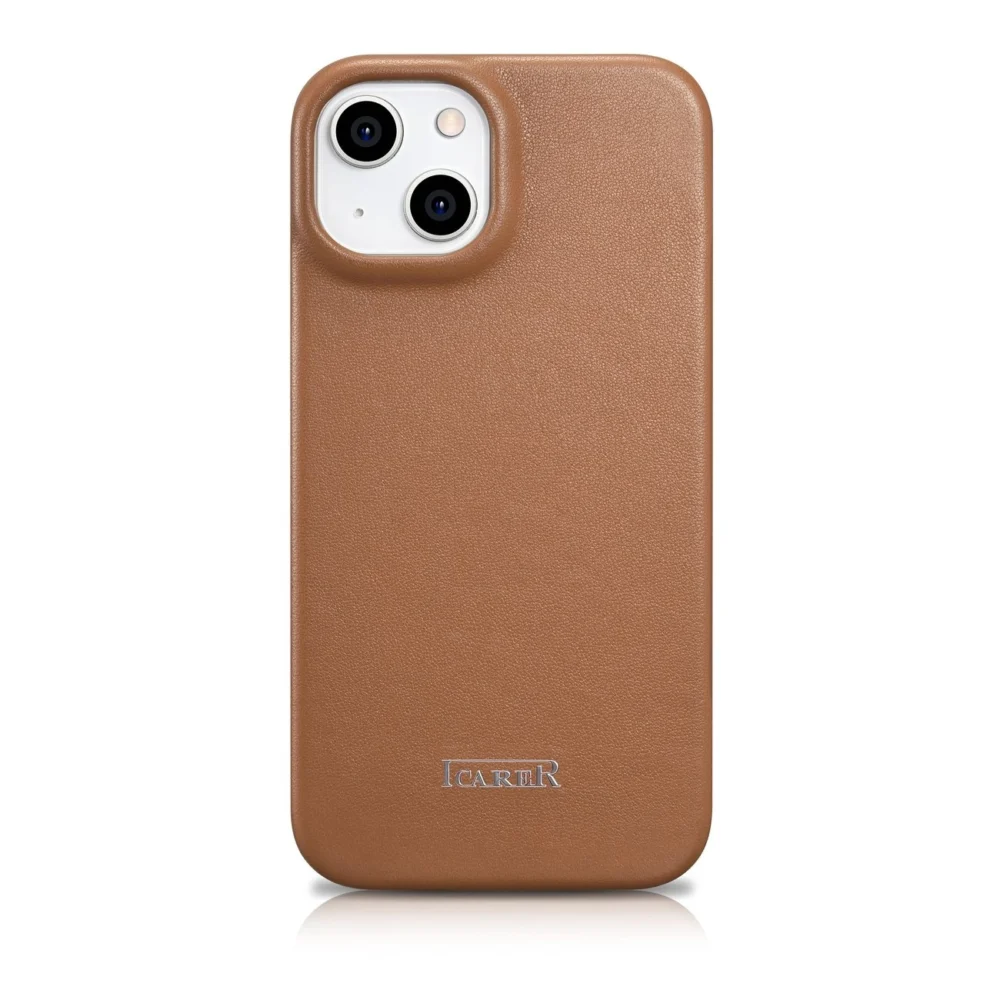 iCarer CE Premium Leather Folio Case iPhone 14 Plus Magnetic Flip Leather Folio Case MagSafe Brown (WMI14220715-BN)eng