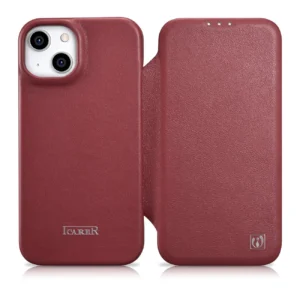 iCarer CE Premium Leather Folio Case iPhone 14 Plus Magnetic Flip Leather Folio Case MagSafe Red (WMI14220715-RD)eng