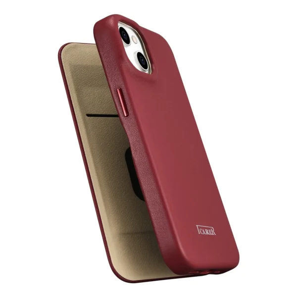 iCarer CE Premium Leather Folio Case iPhone 14 Plus Magnetic Flip Leather Folio Case MagSafe Red (WMI14220715-RD)eng