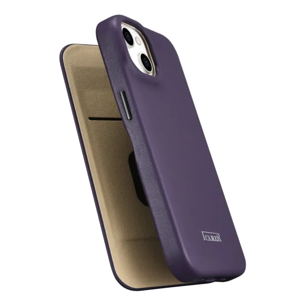 iCarer CE Premium Leather Folio Case iPhone 14 Plus Magnetic Flip Leather Folio Case MagSafe Dark Purple (WMI14220715-DP)eng