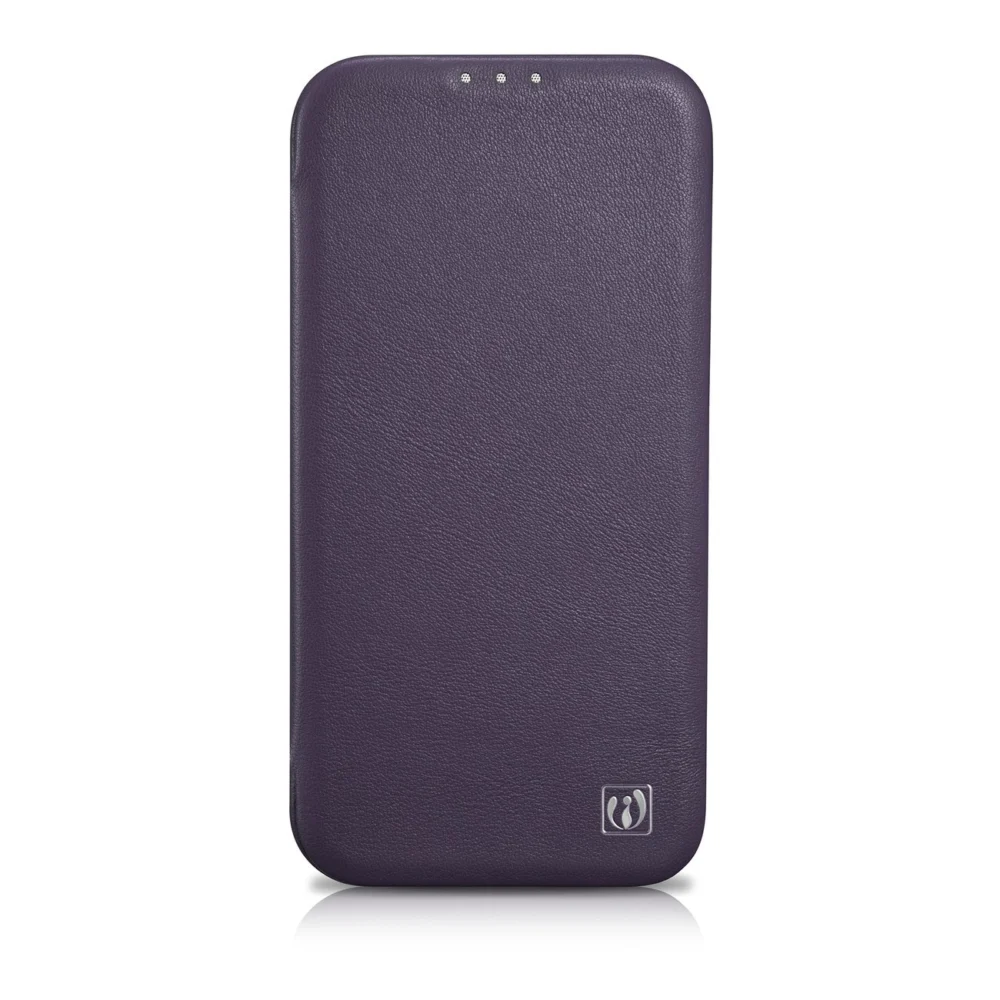 iCarer CE Premium Leather Folio Case iPhone 14 Plus Magnetic Flip Leather Folio Case MagSafe Dark Purple (WMI14220715-DP)eng
