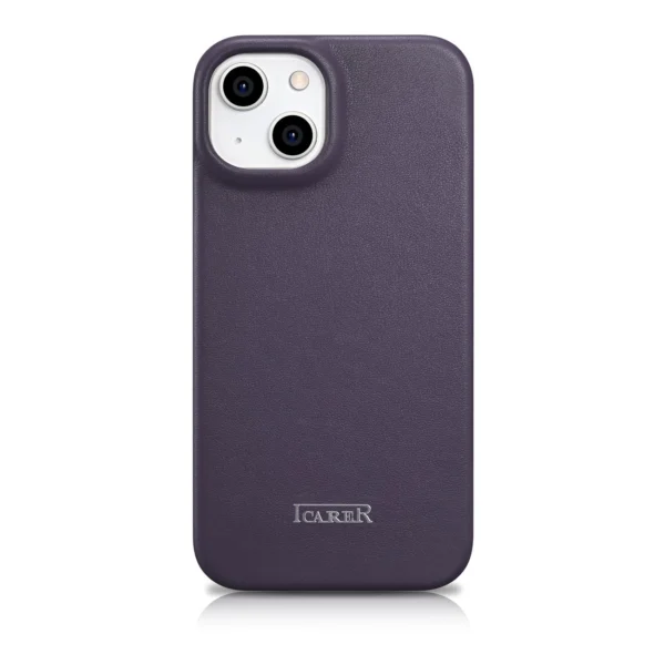 iCarer CE Premium Leather Folio Case iPhone 14 Plus Magnetic Flip Leather Folio Case MagSafe Dark Purple (WMI14220715-DP)eng