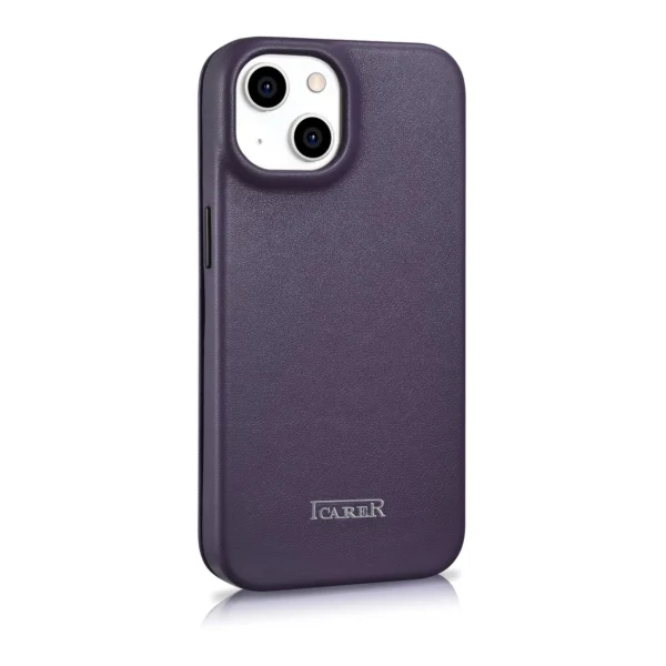 iCarer CE Premium Leather Folio Case iPhone 14 Plus Magnetic Flip Leather Folio Case MagSafe Dark Purple (WMI14220715-DP)eng