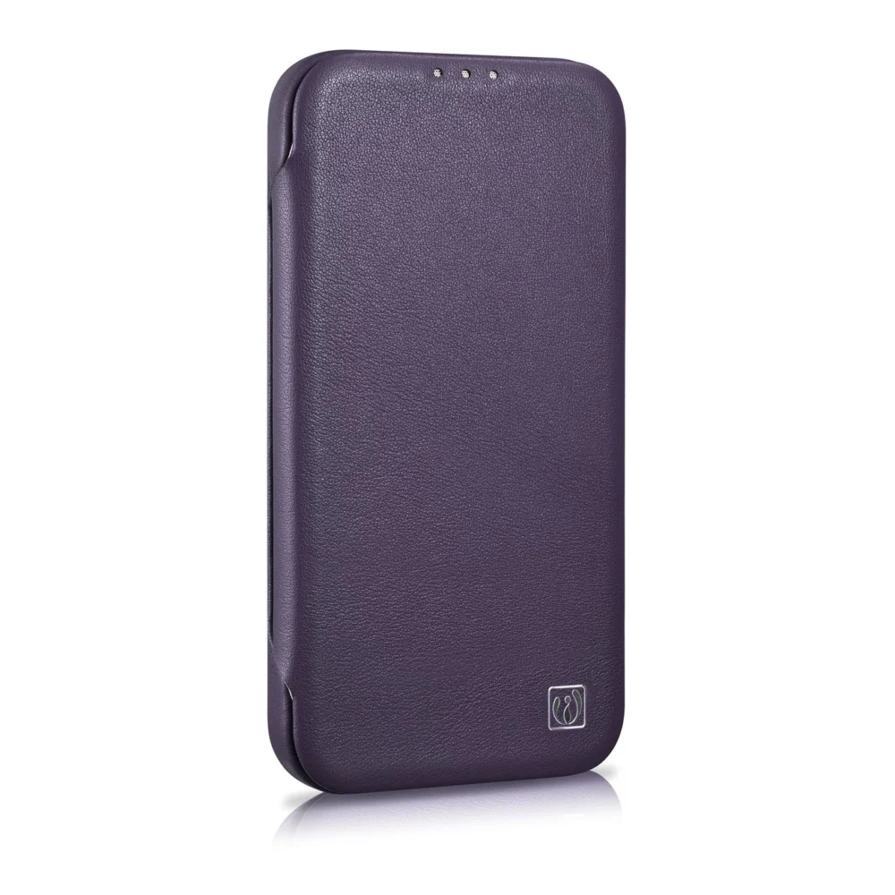 iCarer CE Premium Leather Folio Case iPhone 14 Plus Magnetic Flip Leather Folio Case MagSafe Dark Purple (WMI14220715-DP)eng