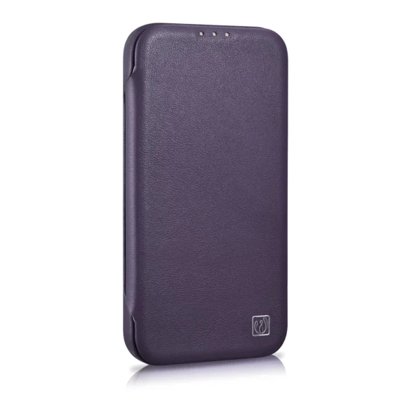 iCarer CE Premium Leather Folio Case iPhone 14 Plus Magnetic Flip Leather Folio Case MagSafe Dark Purple (WMI14220715-DP)eng