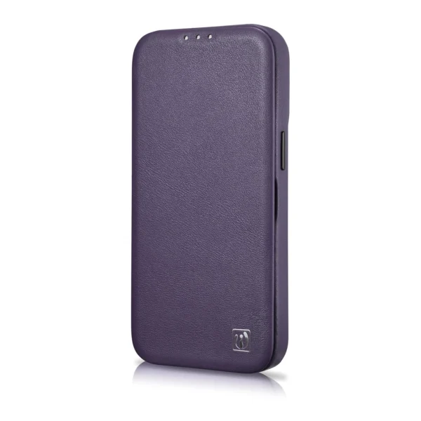 iCarer CE Premium Leather Folio Case iPhone 14 Plus Magnetic Flip Leather Folio Case MagSafe Dark Purple (WMI14220715-DP)eng