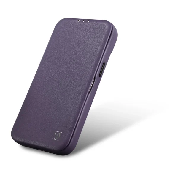 iCarer CE Premium Leather Folio Case iPhone 14 Plus Magnetic Flip Leather Folio Case MagSafe Dark Purple (WMI14220715-DP)eng