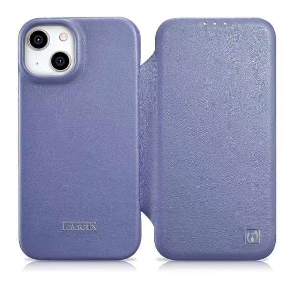 iCarer CE Premium Leather Folio Case iPhone 14 Plus Magnetic Flip Leather Folio Case MagSafe Light Purple (WMI14220715-LP)eng