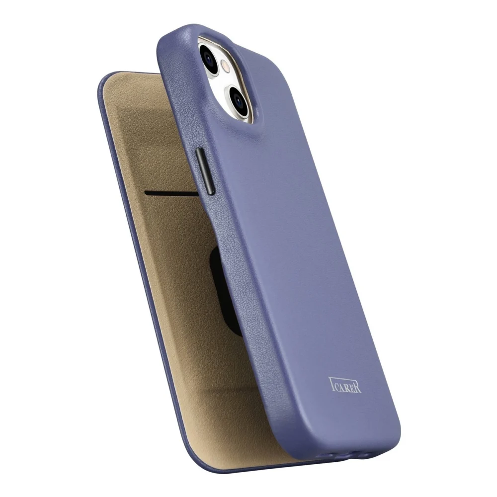iCarer CE Premium Leather Folio Case iPhone 14 Plus Magnetic Flip Leather Folio Case MagSafe Light Purple (WMI14220715-LP)eng
