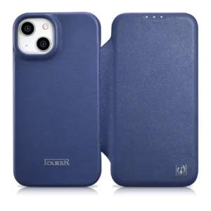iCarer CE Premium Leather Folio Case iPhone 14 Plus Magnetic Flip Leather Folio Case MagSafe Blue (WMI14220715-BU)eng