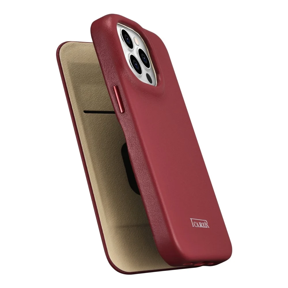 iCarer CE Premium Leather Folio Case iPhone 14 Pro Max Magnetic Flip Cover MagSafe Red (WMI14220716-RD)eng