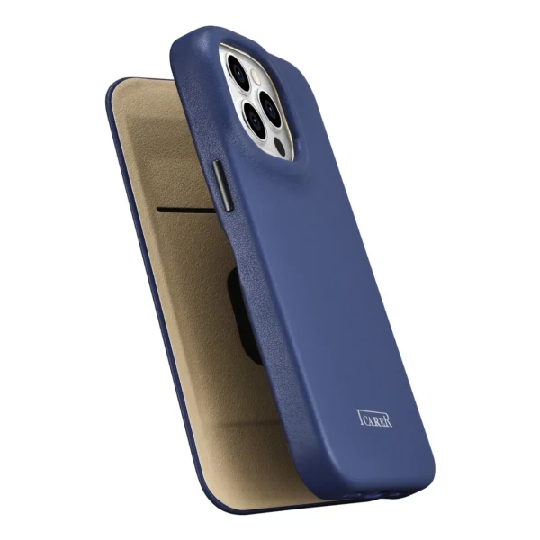 iCarer CE Premium Leather Folio Case iPhone 14 Pro Max Magnetic Flip Leather Folio Case MagSafe Blue (WMI14220716-BU)eng