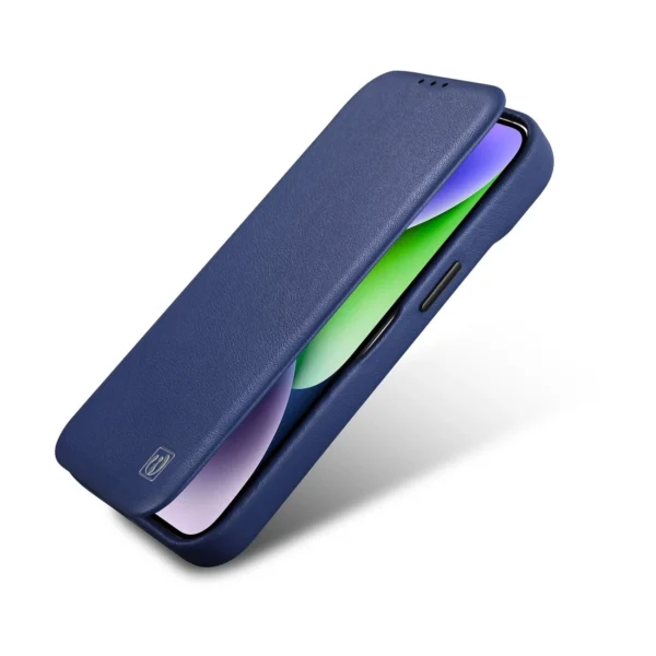 iCarer CE Premium Leather Folio Case iPhone 14 Pro Max Magnetic Flip Leather Folio Case MagSafe Blue (WMI14220716-BU)eng