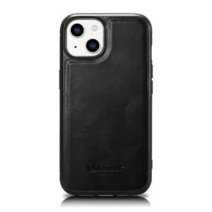 iCarer Leather Oil Wax Genuine Leather Case for iPhone 14 (MagSafe Compatible) Black (WMI14220717-BK)eng