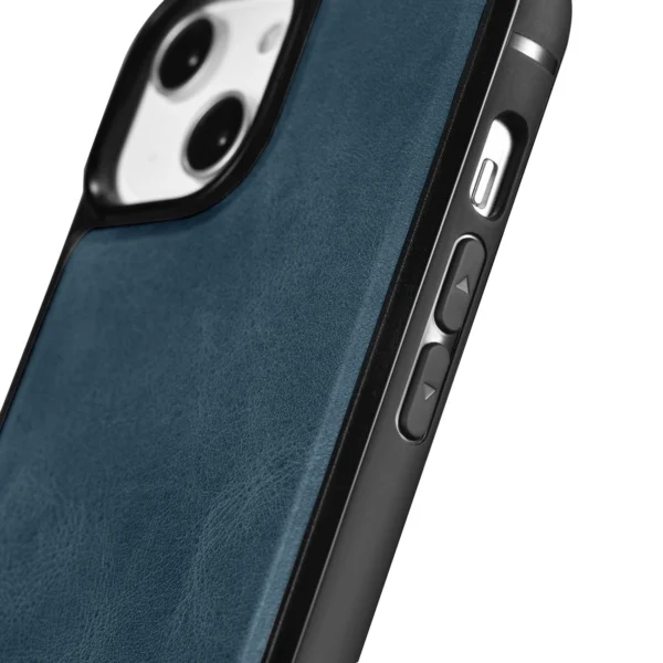iCarer Leather Oil Wax case covered with natural leather for iPhone 14 blue (WMI14220717-BU)eng