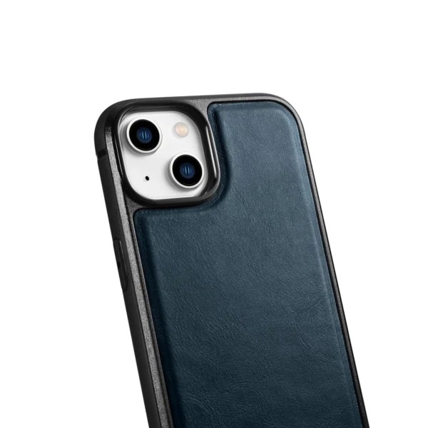 iCarer Leather Oil Wax case covered with natural leather for iPhone 14 blue (WMI14220717-BU)eng