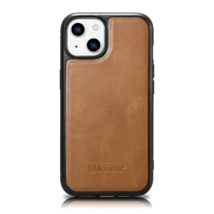 iCarer Leather Oil Wax case covered with natural leather for iPhone 14 brown (WMI14220717-TN)eng